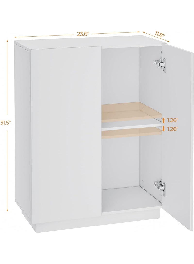 خزانة تخزين ارضية الحمام بباب مزدوج من هومهيدي وحدة للحمام منظمة حديثة رف قابل للتعديل غرفة المعيشة المدخل المطبخ ابيض خشب مُصنع - Image 2